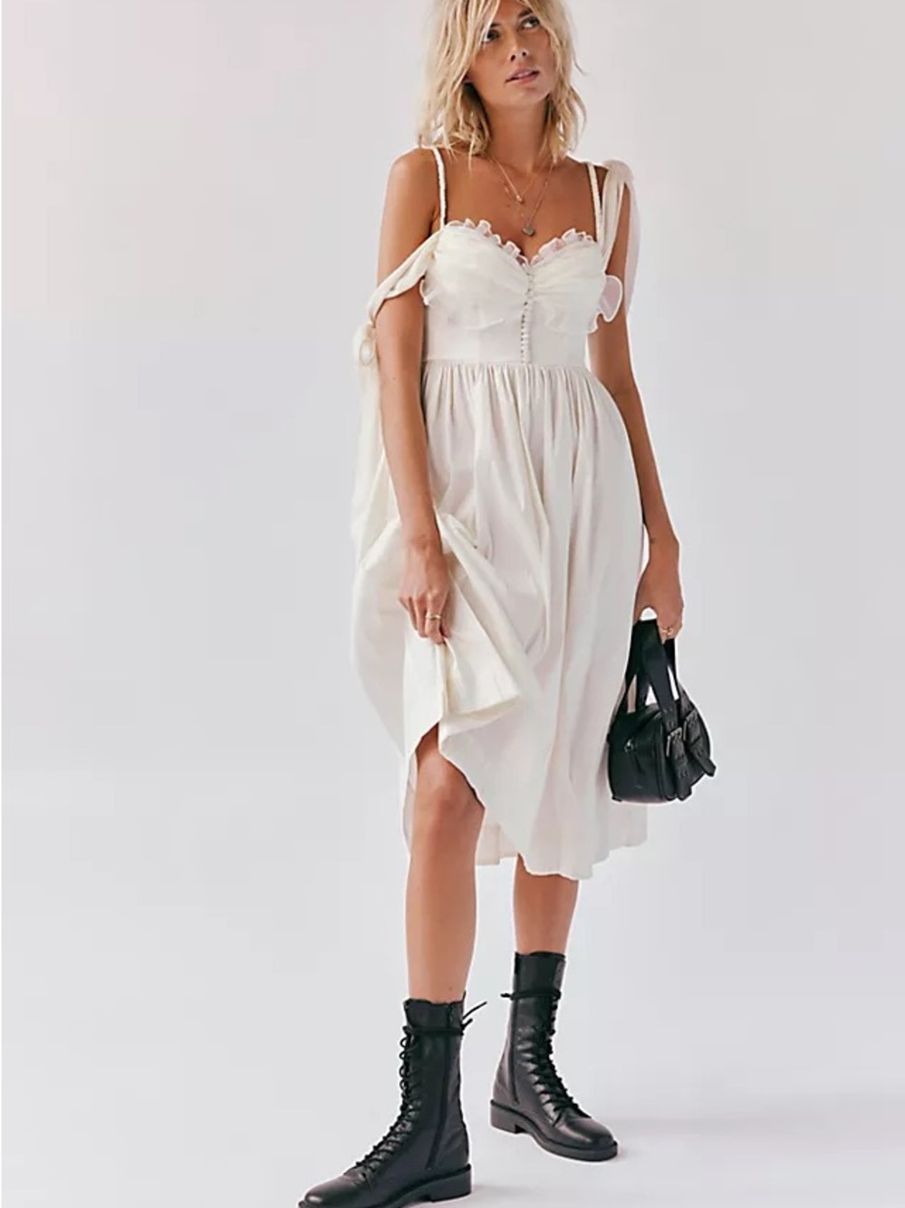 For Love & Lemons Ivory Off-Shoulder Gown